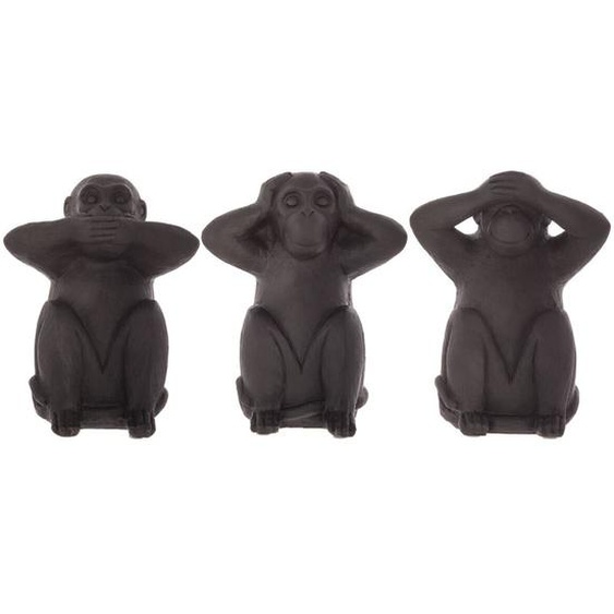 Set de 3 statuettes Singes sagesse, résine, noir H23 cm