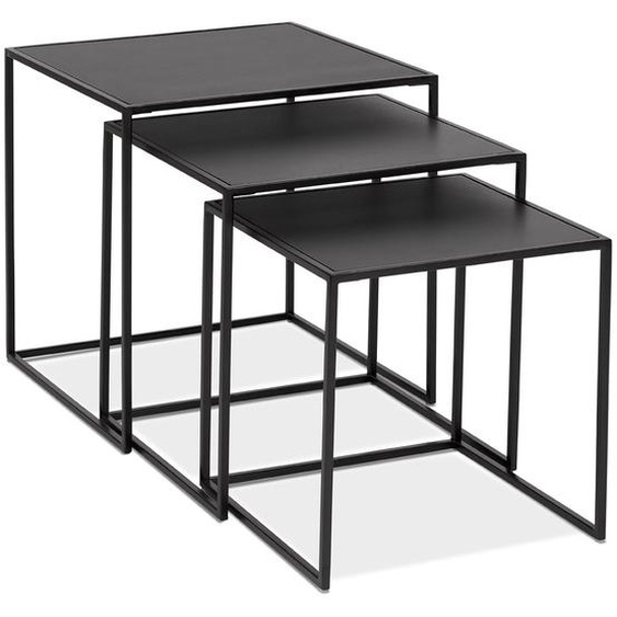 Set de 3 tables gigognes emboîtables BAGGY en bois et métal noir