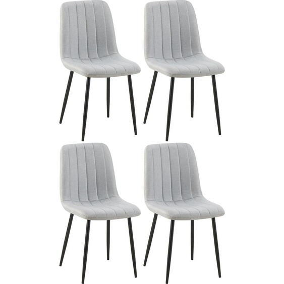 set de 4 chaises - chaises de salle à manger - assise matelassée confortable. Couleur : Gris | Matériau : Poussière