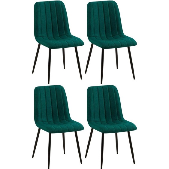 set de 4 chaises - chaises de salle à manger - assise matelassée confortable. Couleur : vert foncé | Matériau : poussière