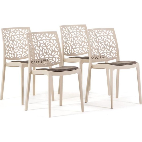 Set de 4 chaises en polypropylène renforcé de fibre de verre avec assise rembourrée en velours - Chaises robustes, élégantes et confortables, empilables et résistantes, idéales pour la cuisine, la salle à manger, les bars et les restaurants - design