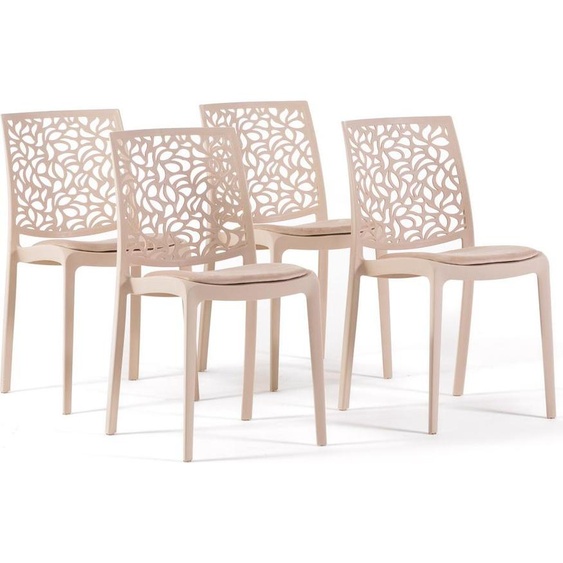 Set de 4 chaises en polypropylène renforcé de fibre de verre avec assise rembourrée en velours - Chaises robustes, élégantes et confortables, empilables et résistantes, idéales pour la cuisine, la salle à manger, les bars et les restaurants - design