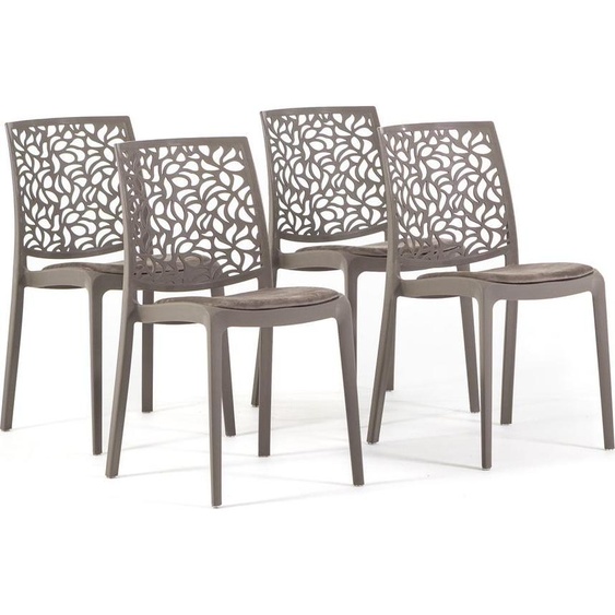 Set de 4 chaises en polypropylène renforcé de fibre de verre avec assise rembourrée en velours - chaises robustes, élégantes et confortables, empilables et résistantes, idéales pour la cuisine, la salle à manger, les bars et les restaurants - design
