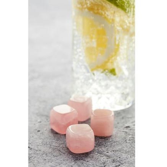 Set de 4 glaçons réutilisables en jade rose avec pochette