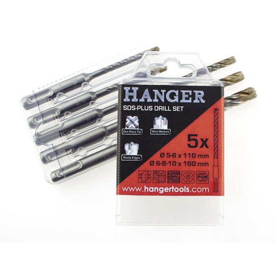 Set de 5 forets à béton THOR SDS Plus à 4 taillants - HANGER - 155763