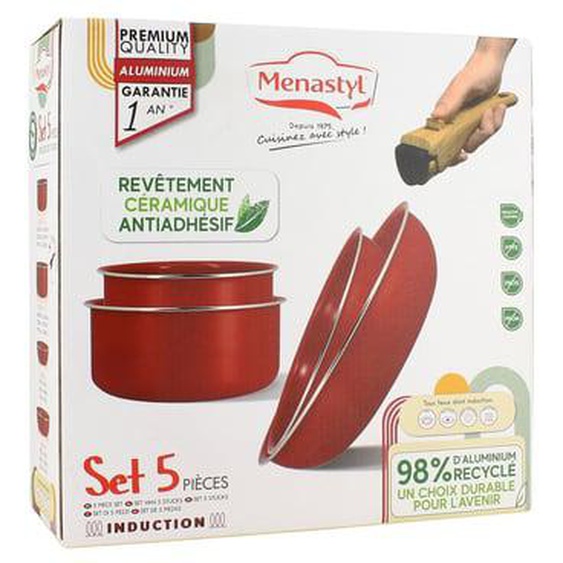 Set de 5 pieces cuisson en aluminium recycle magenta