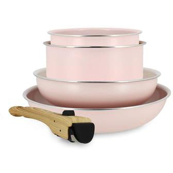 Set de 5 pieces cuisson en aluminium recycle rose