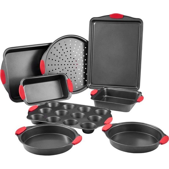 Set de 8 moules à pâtisserie en acier au carbone - Moules de cuisine avec poignées en silicone - Moules à pâtisserie robustes et anti-adhésifs