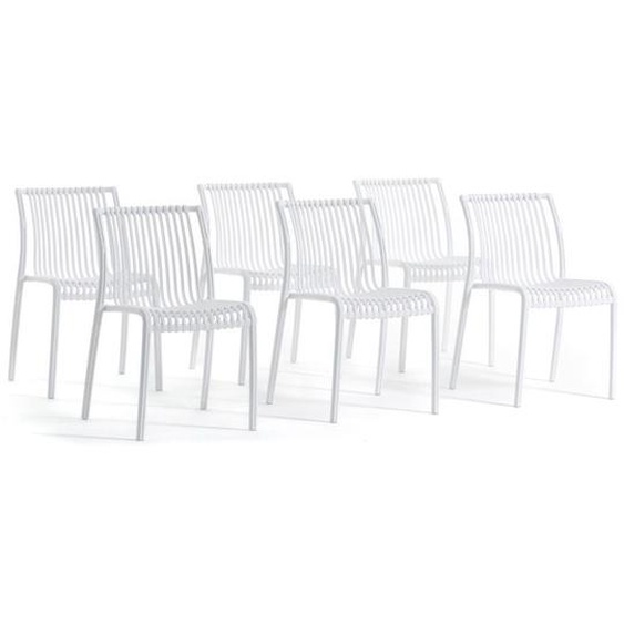 Set de chaises OLIMPIA en résine avec fibre de verre résistantes empilables pour l’extérieur.  (6 chaises Blanc)