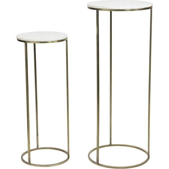 Set de colonnes Light & Living RICARDO blanc marbre et bronze ancien – Ø32x82+Ø41x102 cm