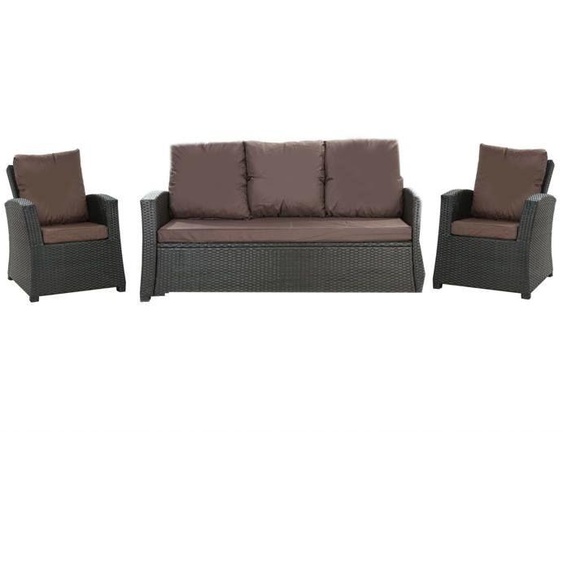 Set de coussins pour salon de jardin - Marron - 168x60x7cm - Résine tressée - 5 personnes - Lavable en machine