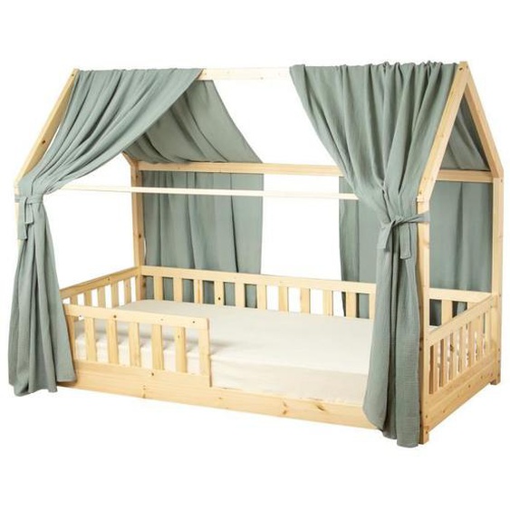 Set de Double Ciel de Lit Cabane en gaze de coton DUO Vert 130x360 cm
