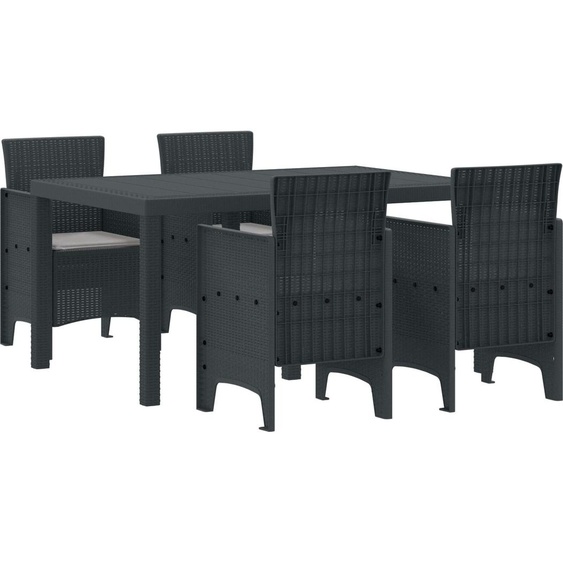 set de jardin 5 pièces avec coussins Anthracite Poly-Rattan, tables de jardin DesignMobilier Nouveau