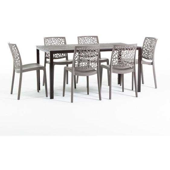 Set de jardin - Thomas - Table et 6 chaises Anna - Fer - Résine - Moderne et raffiné