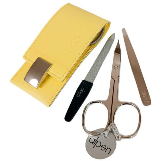 Set de manucure en cuir avec fermeture magnétique, jaune, Alpen