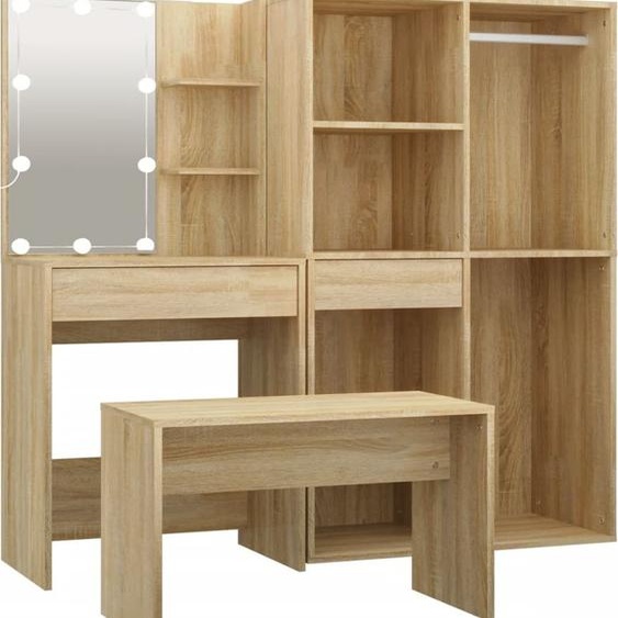 Set de maquillage avec LED Chêne Sonoma Matériau dérivé du bois