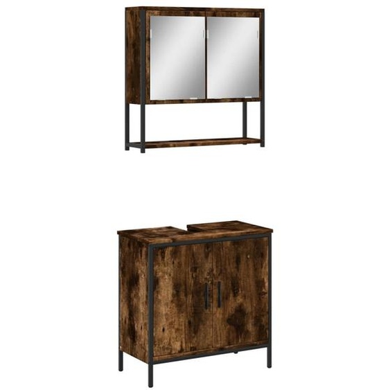 Ensemble de meubles de salle de bain 2 pcs Chêne fumé