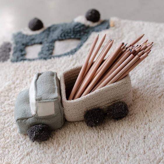 Set De Mini Paniers En Coton Truck Naturel, Gris Foncé, Bleu Vint