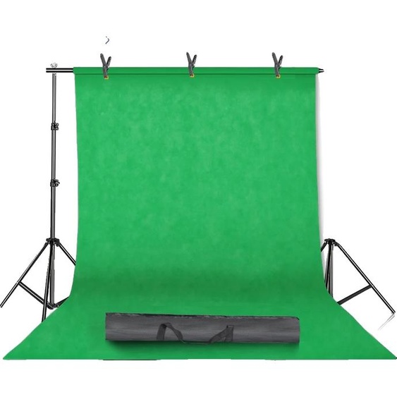 Set de supports de fond, matériel de mousseline, peint à la main, dimensions réglables, 2000x3000mm, Ajoutez du tissu vert