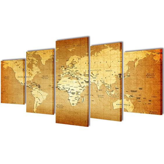 Set de toiles murales imprimées Carte du monde 100 x 50 cm