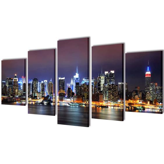 Set de toiles murales imprimées Horizon de New York coloré 200 x 100cm