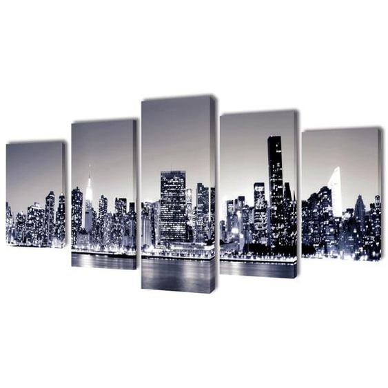Set de toiles murales imprimées Horizon de New York monochrome