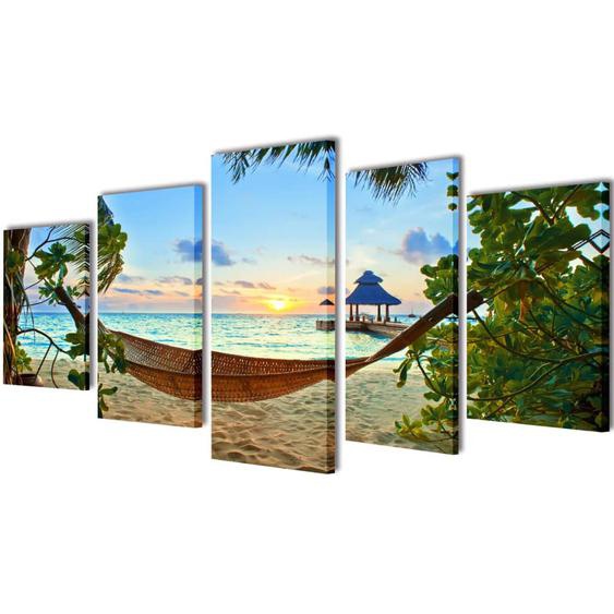 Set de toiles murales imprimées Plage avec hamac 200 x 100 cm