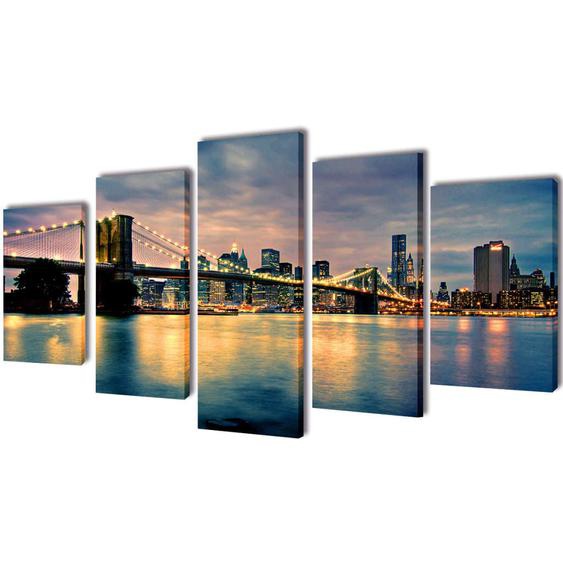 Set de toiles murales imprimées Pont de Brooklin vu de la rivière