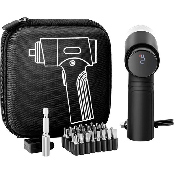 Set de visseuses sans fil VEVOR Visseuse électrique 0,5-5 Nm Batterie 2500 mAh, Set de visseuses sans fil avec 32 embouts & affichage numérique & lumière LED & fonction de charge de type C, pour la réparation électrique de meubles Noir