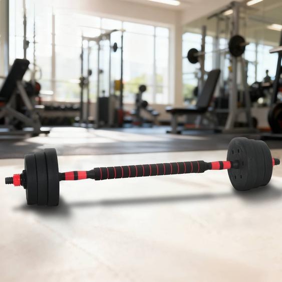 Set dhaltères 2-en-1 Noir et Rouge 121 x 19,5 x 19,5 cm