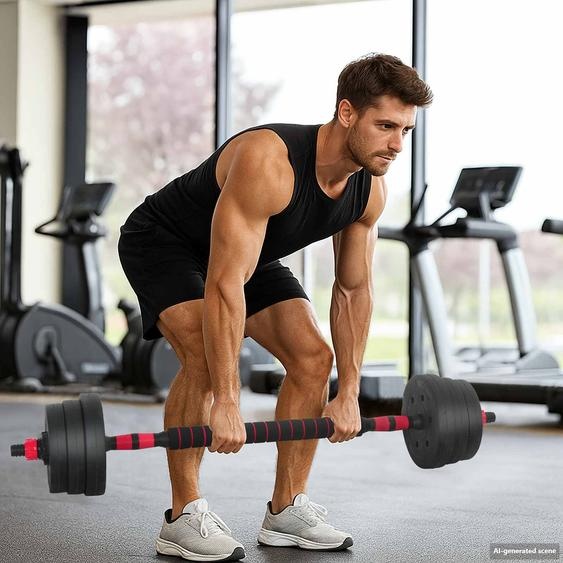 Set dhaltères 2-en-1 Noir et Rouge 121 x 19,5 x 19,5 cm