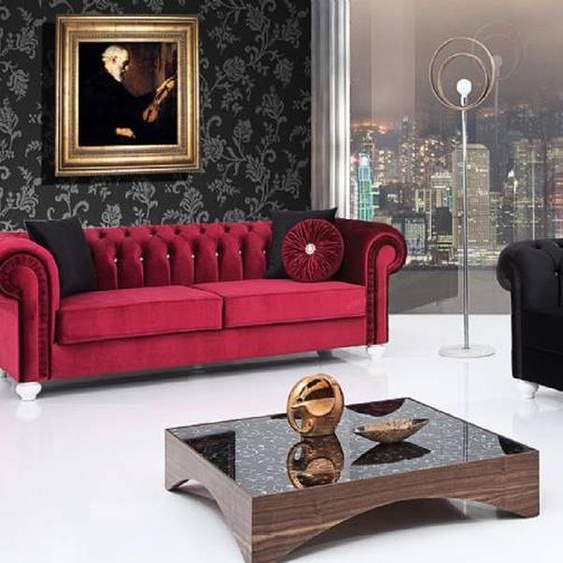 Set Di Divani A 2 Pezzi 3+1 Posti Divano In Pelle Chesterfield In Velluto Tessile