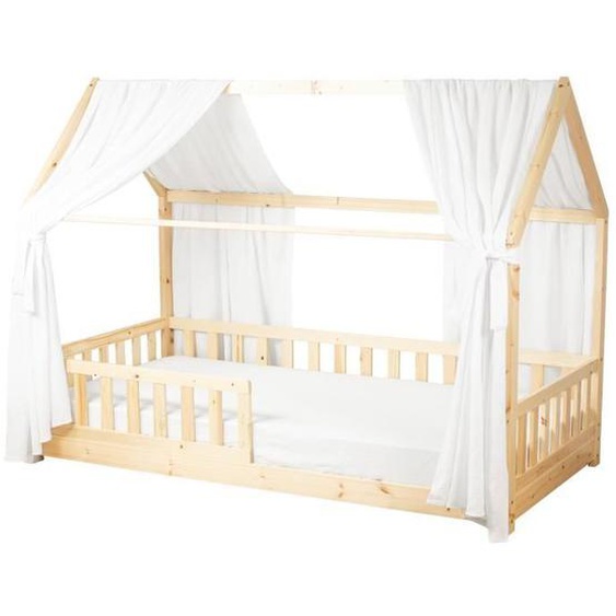Set double ciel de lit cabane en gaze de coton DUO Blanc 130x330 cm