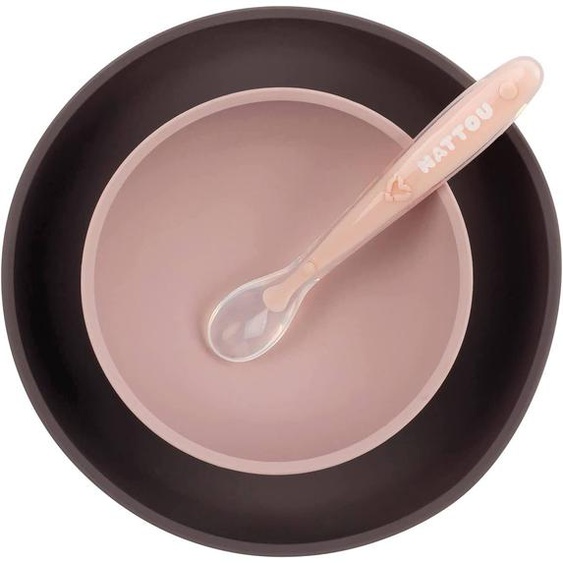 Set Repas En Silicone Rose Rose