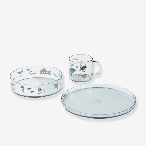 Set repas en tritan imprimé Siva bleu
