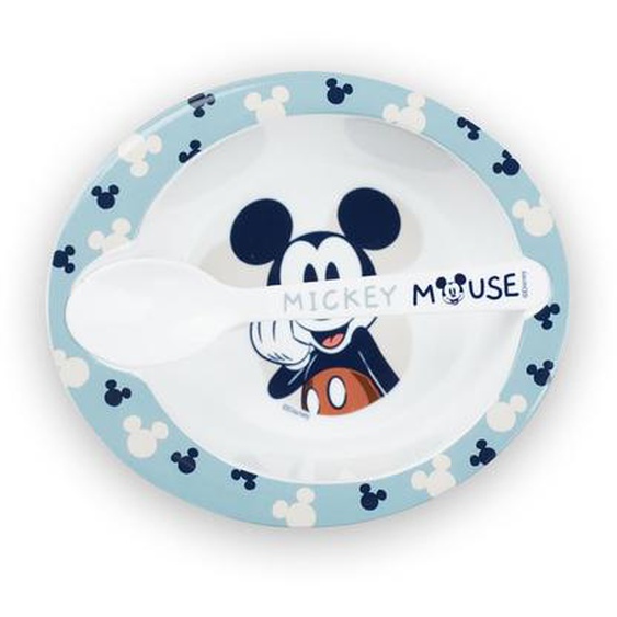 Set Repas Micro-onde Bol + Cuillere Mickey Collector Bleu