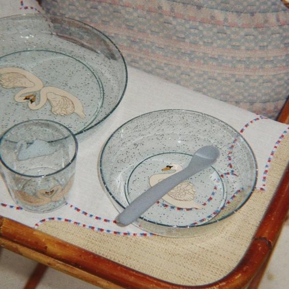 Set repas paillettes bleu