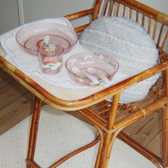 Set repas paillettes rose