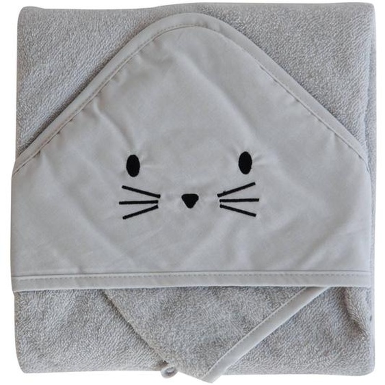 Set Sortie De Bain Et Gant Lapin Gris Perle