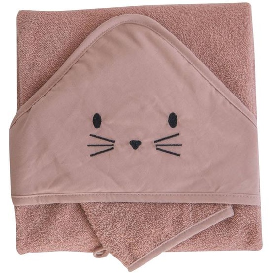 Set Sortie De Bain Et Gant Lapin Terracotta