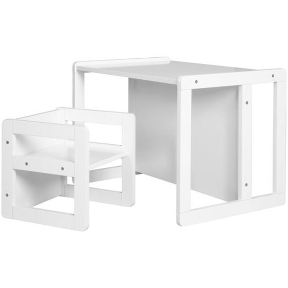 Set Table Convertible En Banc Et 1 Chaise Évolutive Blanc