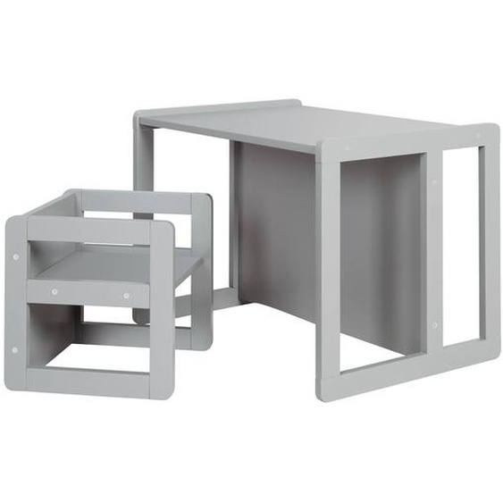 Set Table Convertible En Banc Et 1 Chaise Évolutive Gris