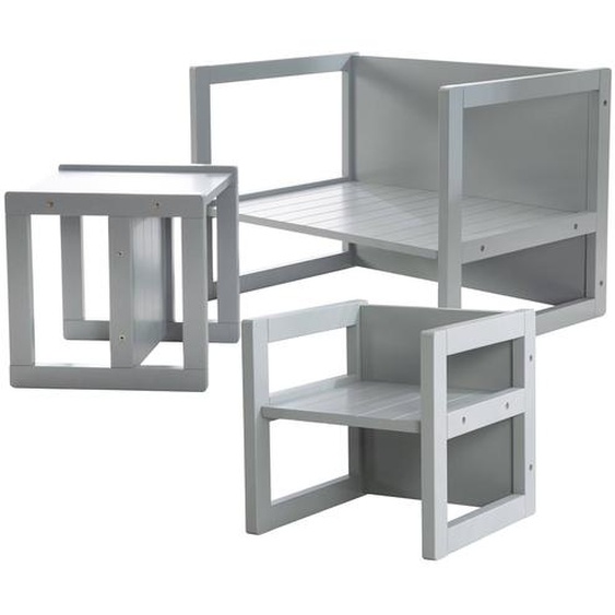 Set Table Convertible En Banc Et 2 Chaises Évolutives Gris