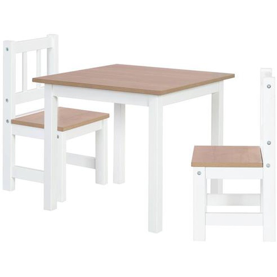Set Table Et 2 Chaises Enfant Aspect Bois Woody Blanc / Aspect Bois