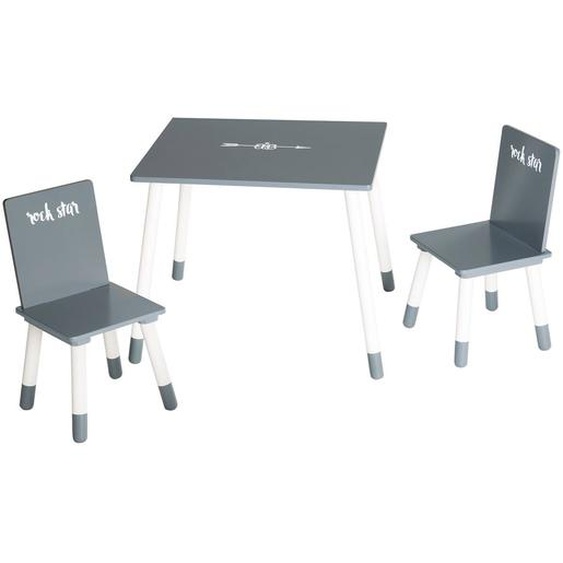 Set Table Et 2 Chaises Enfant En Bois Rock Star Baby 3 Gris Anthracite / Rock Star