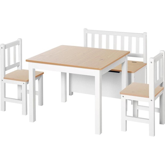 Set table et chaise pour enfants - Set de meubles pour enfants - 2 chaises en bois - Banc - Montage nécessaire
