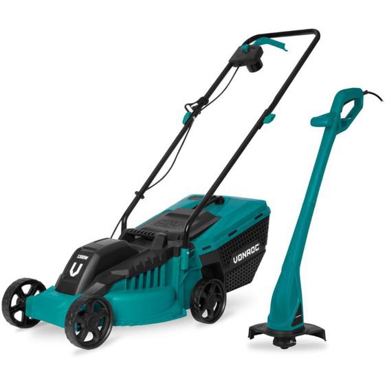 Set tondeuse à gazon 1300W largeur de coupe 32cm – Débroussailleuse 300W diamètre de coupe Ø230mm