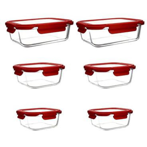 Set 6 boites hermetiques cristal carrees en verre avec couvercle