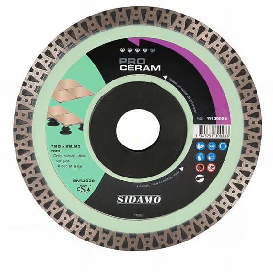 Sidamo - Disque diamant pro céram d. 125 x 22,23 x h 10 mm Grès céram / dalle - 11130028