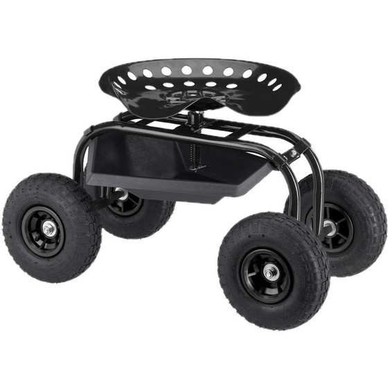 Siège à roulettes Relaxdays, pour le jardin et latelier, 150 kg, réglable en hauteur de 48 à 56 cm, siège de jardin mobile à 4 roues, noir